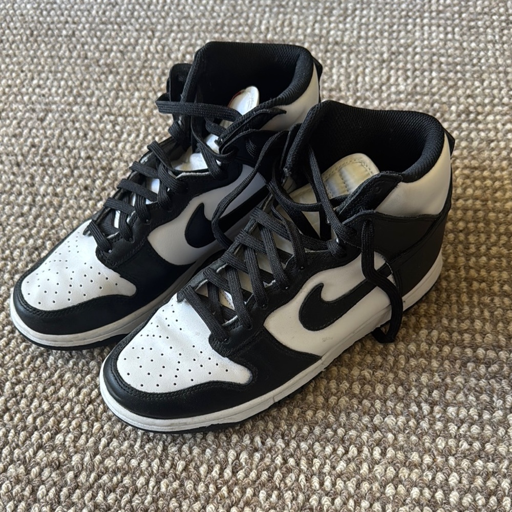 Black and White Nike Women's High Top Dunks